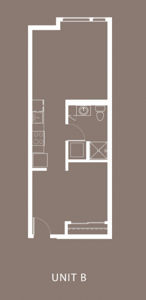 Floor plan for 1 bed, 1 bath, 537 sqft